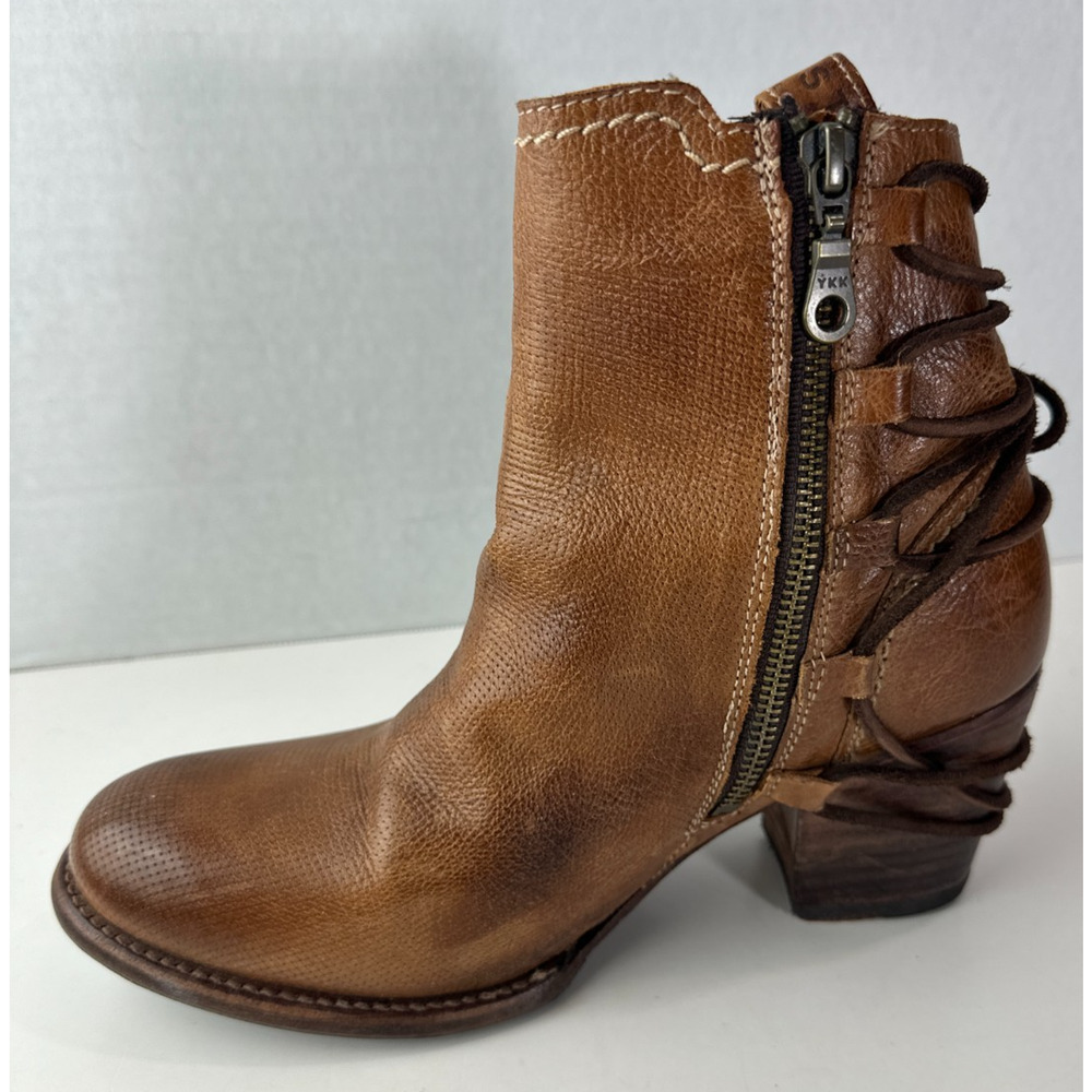 Bed Stu Blaire Leather Ankle Boot Tan Rustic Cobbler Lace Boots Women's Size 9 - Picture 9 of 16